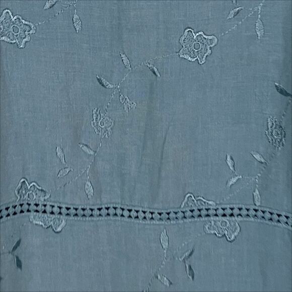 Vintage Johnny Was Light Blue Linen Sleeveless Embroidered Maxi Dress Large - Picture 5 of 10